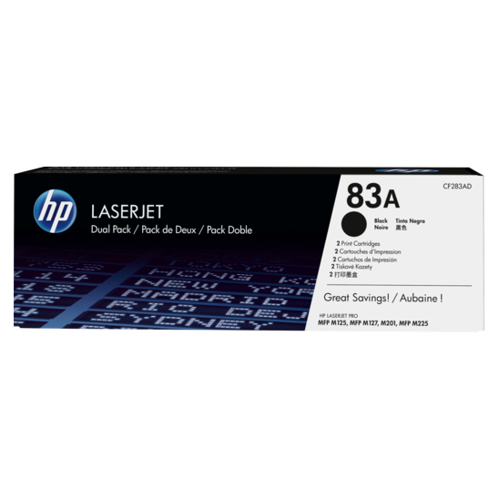Картридж HP 83A LJ M201dw/n/M125a/nw/r/ra/rnw/M127fn/fw/M225dn/dw/rdn Black Dual Pack (CF283AD)
Картридж HP 83A LJ M201dw/n/M125a/nw/r/ra/rnw/M127fn/fw/M225dn/dw/rdn Black Dual Pack (CF283AD)