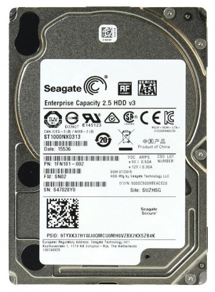 Жесткий диск 2.5" 1ТВ Seagate Enterprise Capacity 7200RPM 128MB SATA III (ST1000NX0313)
Жесткий диск 2.5" 1ТВ Seagate Enterprise Capacity 7200RPM 128MB SATA III (ST1000NX0313)