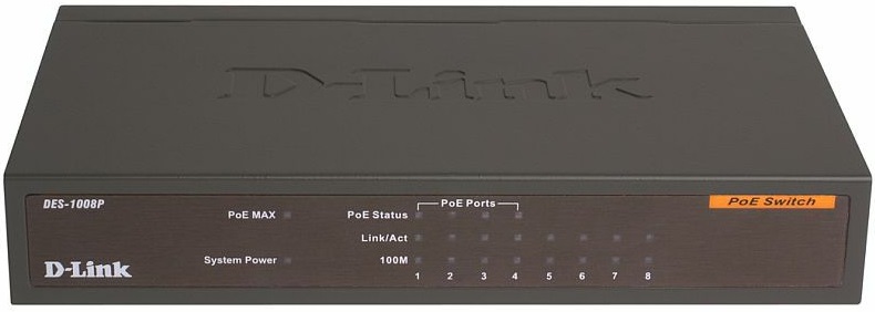 Коммутатор D-Link DES-1008P+ 8x100BaseTX PoE 140W
Коммутатор D-Link DES-1008P+ 8x100BaseTX PoE 140W
