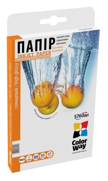 Бумага ColorWay 10x15 (PG2300504R) 230 г/м2, 50 листов, глянец, водостойкий, картонная упаковка в Киеве