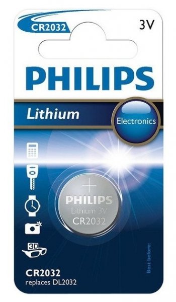 Батарейка Philips CR-2 032 bat (3B) Lithium 1шт (CR2032 / 01B) в Києві