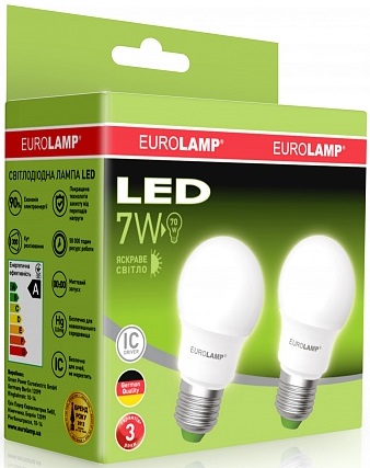 Промо-набор EUROLAMP LED Лампа A50 7W E27 4000K 2 шт. в Києві