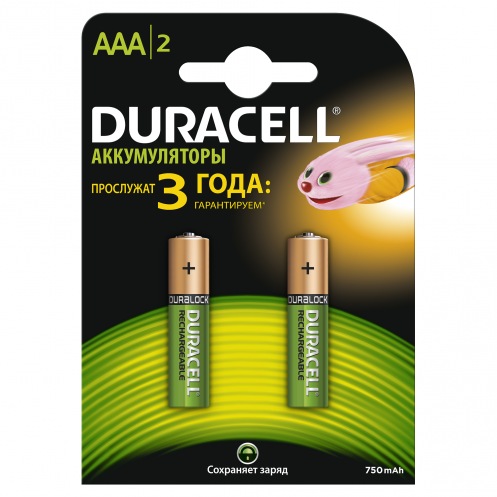 Батарейки DURACELL HR03 (AAA) 750mAh(2шт) Батарейки DURACELL HR03 (AAA) 750mAh(2шт)
