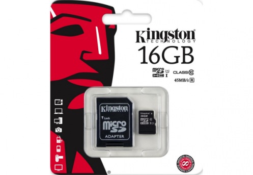 Карта пам'яті Kingston microSDHC 16GB (Class 10)+adapter Карта пам'яті Kingston microSDHC 16GB (Class 10)+adapter