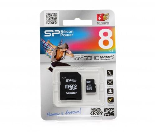 Карта пам'яті Silicon Power microSDHC 8GB 4Cl+adapt Карта пам'яті Silicon Power microSDHC 8GB 4Cl+adapt