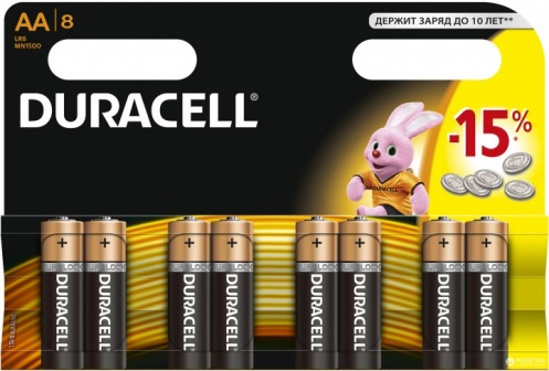Батарейки DURACELL LR06 (АА) MN1500 (8шт.) Батарейки DURACELL LR06 (АА) MN1500 (8шт.)