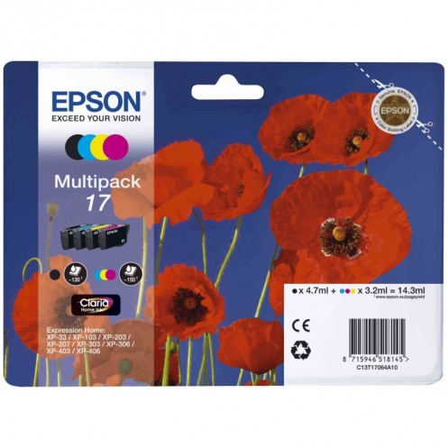 Набор картриджей Epson 17 XP103/203/207 Bundle (C, M, Y, Bk) (C13T17064A10) Набор картриджей Epson 17 XP103/203/207 Bundle (C, M, Y, Bk) (C13T17064A10)