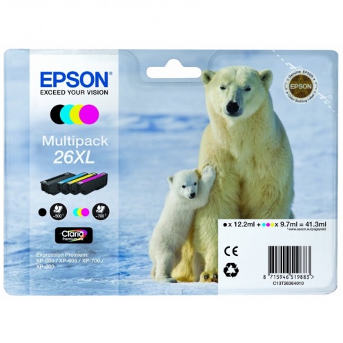 Набор картриджей Epson 26XL XP600/605/700 Bundle (C, M, Y, B) (C13T26364010) Набор картриджей Epson 26XL XP600/605/700 Bundle (C, M, Y, B) (C13T26364010)