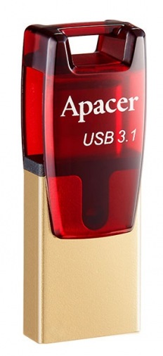 Накопитель USB 16GB Apacer AH180 Type-C Dual USB 3.1 Red Накопитель USB 16GB Apacer AH180 Type-C Dual USB 3.1 Red
