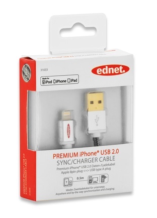 Кабель EDNET USB 2.0/Lightning 0.5m Black Кабель EDNET USB 2.0/Lightning 0.5m Black
