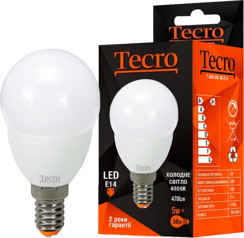Лампа Tecro T-G45-5W-4K-E14 Лампа Tecro T-G45-5W-4K-E14