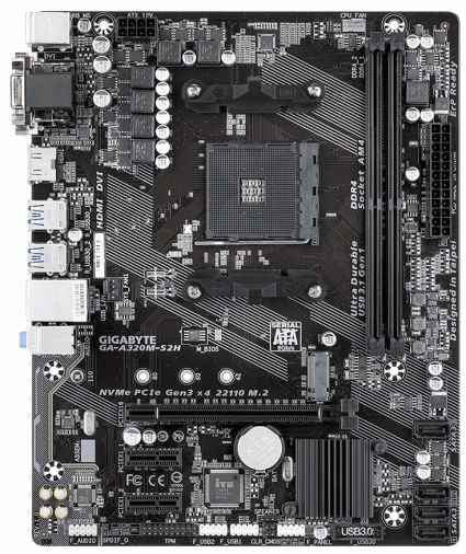 Материнская плата Gigabyte GA-A320M-S2H (AM4 AMD A320) mATX Материнская плата Gigabyte GA-A320M-S2H (AM4 AMD A320) mATX