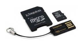 Карта памяти KINGSTON microSDHC 4GB + SD адаптер + USB миникардридер (MBLY4G2/4GB) в Киеве