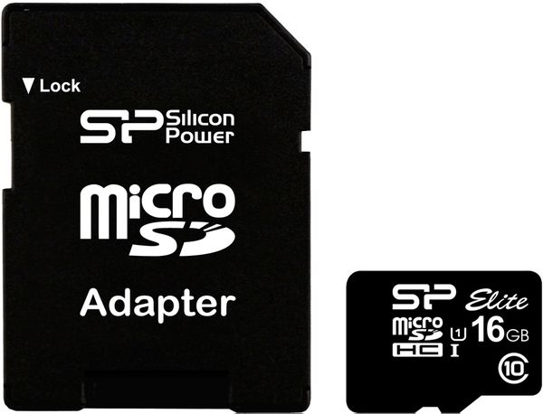 Карта пам'яті SILICON POWER micro SDHC 16 Gb Card Class 10 + SD adapter (SP016GBSTH010V10-SP) в Києві