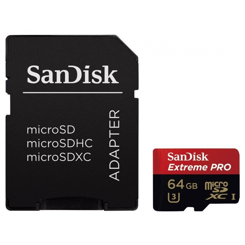 Карта пам'яті SanDisk Extreme Pro microSDXC 64Gb Class 10 UHS-3 R95/W90MB/s (SDSDQXP-064G-G46A) в Києві