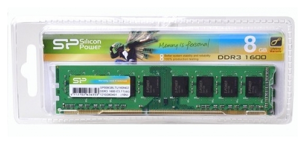 Память Silicon Power 1x8GB DDR3 1600Mhz (SP008GBLT в Києві