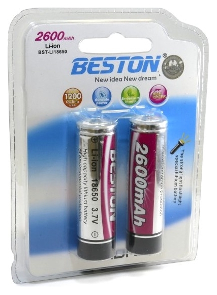 Аккумуляторы Beston 18650 2600mAh Li-ion, 2шт (AAB1821) в Києві