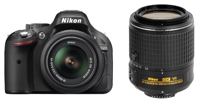 Зеркальный фотоаппарат Nikon D5200 kit 18-55VRII + 55-200VRII (VBA350K011) в Киеве