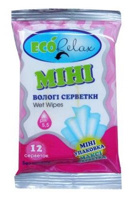 Волога серветка 12шт "EcoRelax" рожева " в Києві