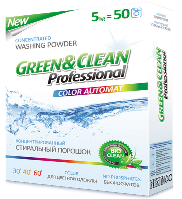 Пральний порошок для кольорового одягу, Green & Clean Professional 5 кг / 50 прань в Києві