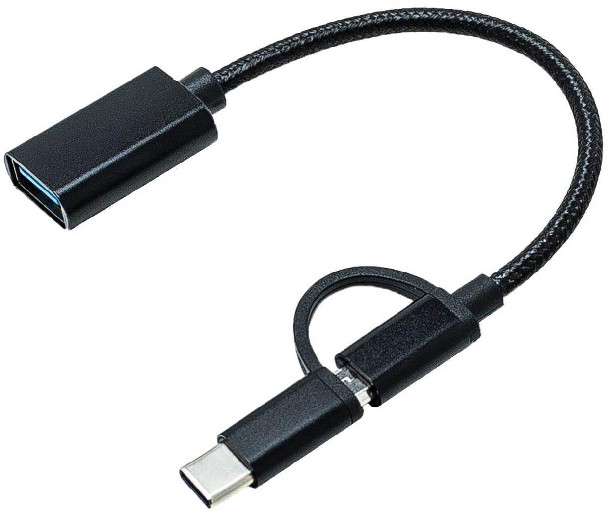 Адаптер OTG XOKO AC-150 2 в 1 USB 3.0 - MicroUSB & USB Type-C з кабелем Black (AC-150-BK) в Києві