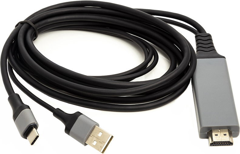 Кабель POWERPLANT HDMI (M)/USB (AM)/Type-C (M) 1 м (CA912025) в Киеве