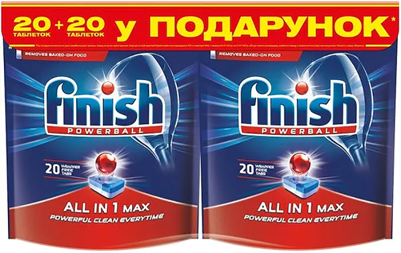 Таблетки для ПММ FINISH All in 1 20+20 шт (3208061) в Києві