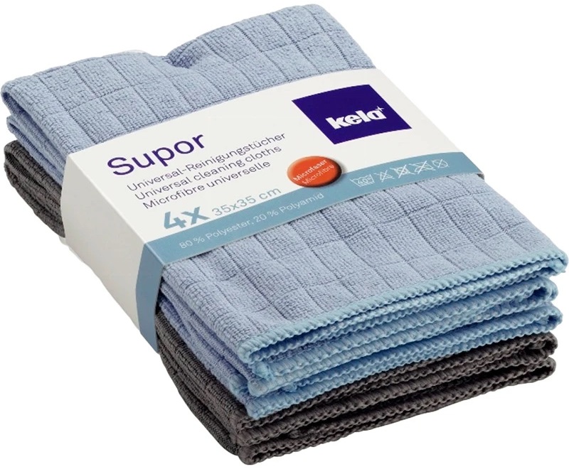 Ганчірки універсальні KELA Supor 35x35см 4шт Блакитний/Сірий (12730) в Києві