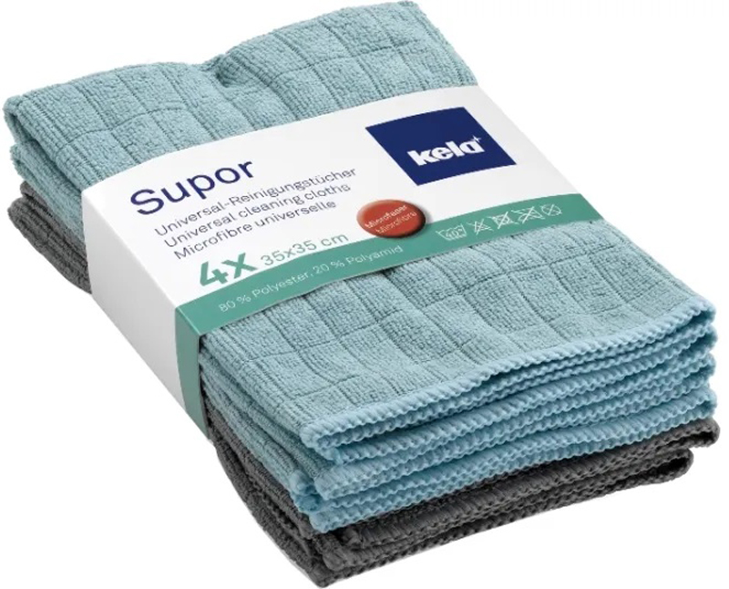 Ганчірки універсальні KELA Supor 35x35см 4шт Зелений/Сірий (12731) в Києві