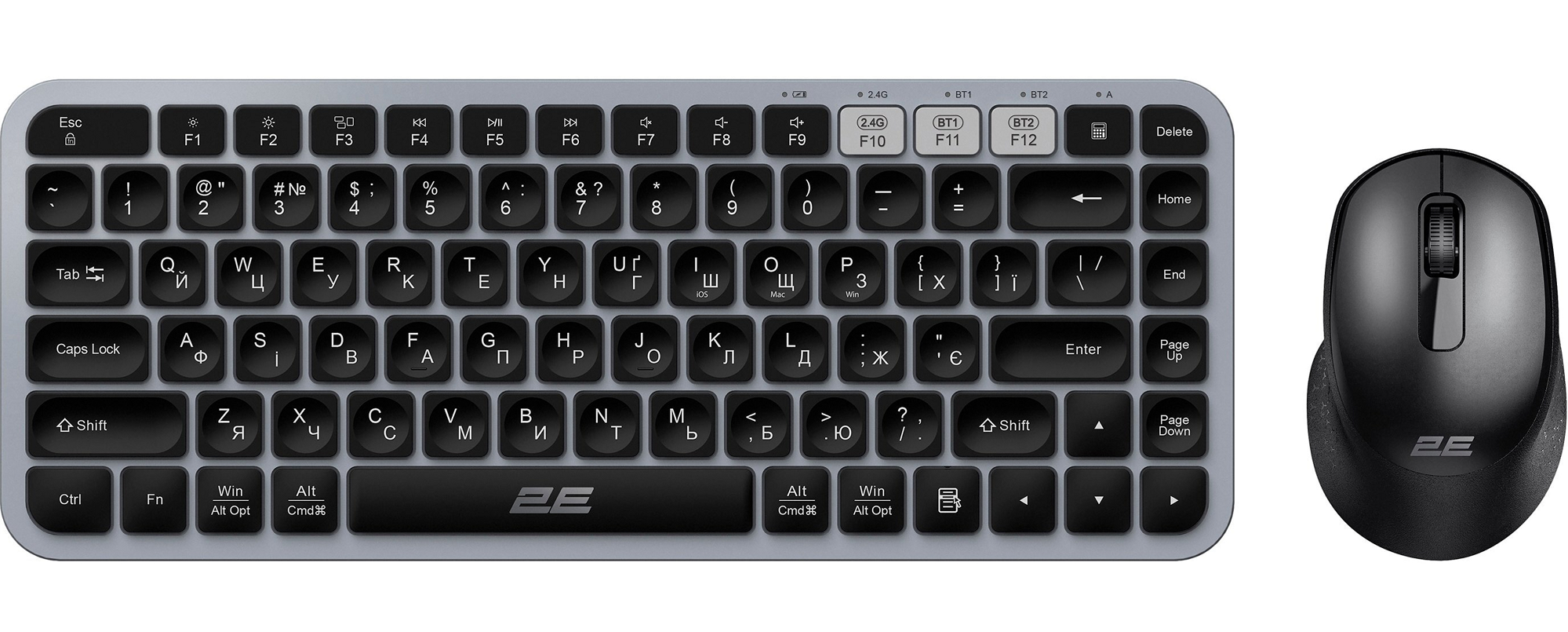 Комплект 2E MK430 WL/BT Black/Grey (2E-MK430WBGR_UA) в Києві