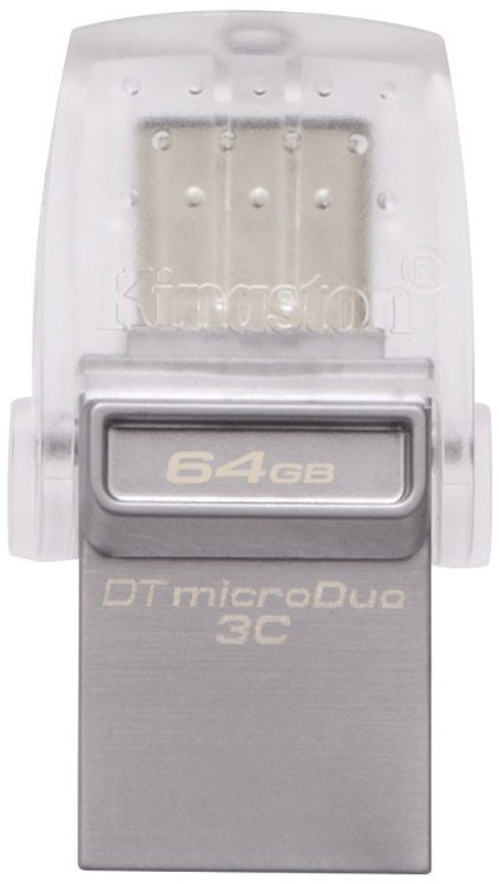 USB-накопичувач 64GB KINGSTON DataTraveler Micro USB 3.1 + Type-C Metal Silver (DTDUO3C/64Gb) в Києві