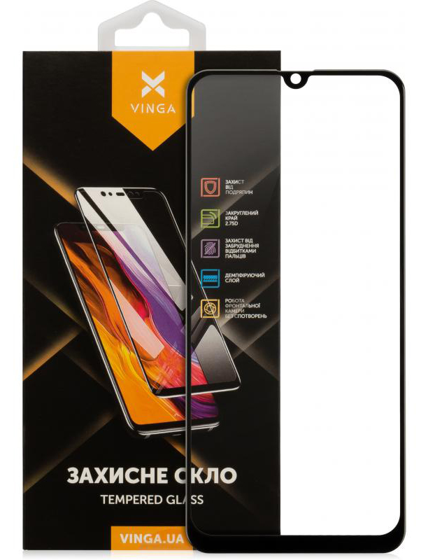Защитное стекло VINGA 2.75D для Samsung Galaxy A30/A50/A30s/M30/M30s Black (VGSA50) в Киеве
