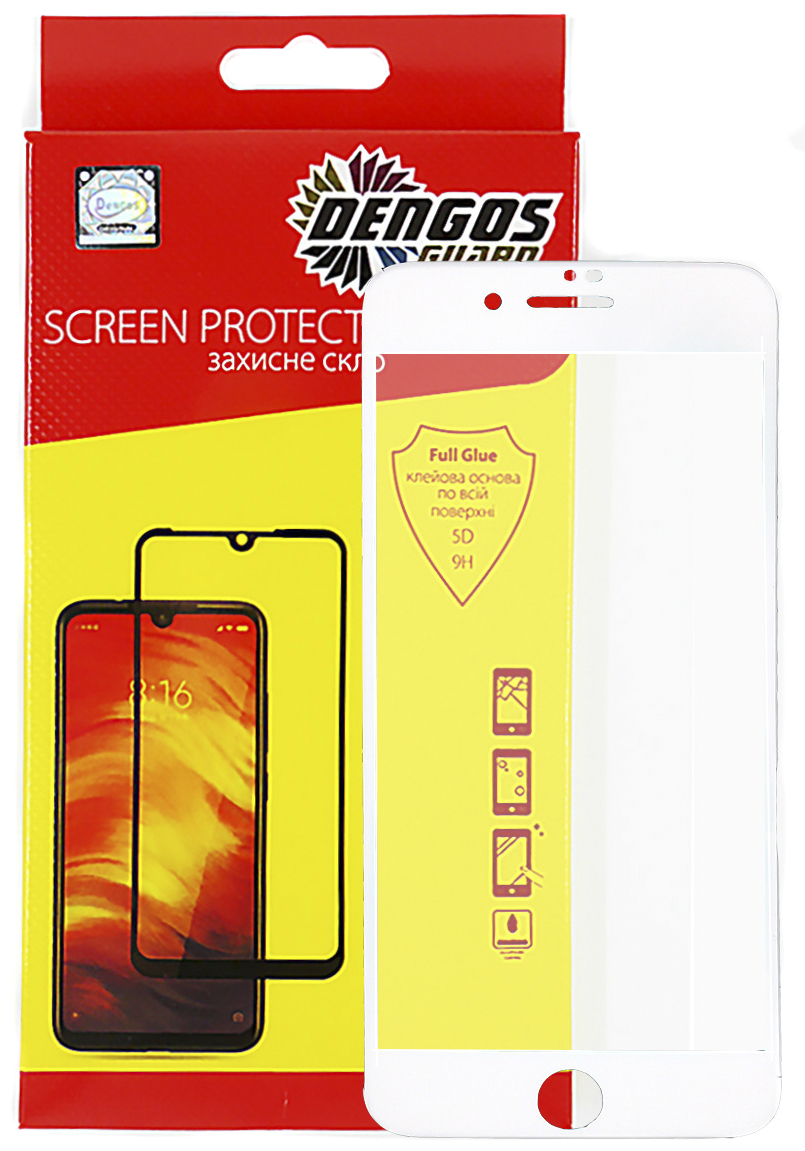 Захисне скло DENGOS Tempered Glass Full Glue 5D для iPhone 7/8 Plus White (TGFG-36) в Києві