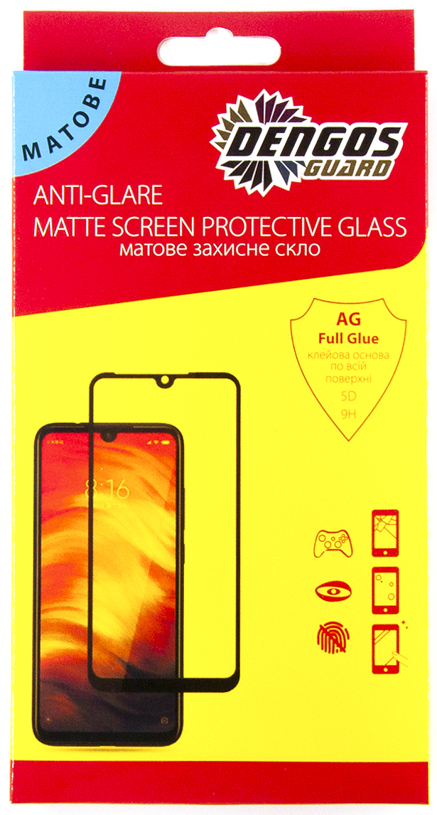 Захисне скло DENGOS Full Glue Matte для Xiaomi Redmi Note 8 Pro Black в Києві