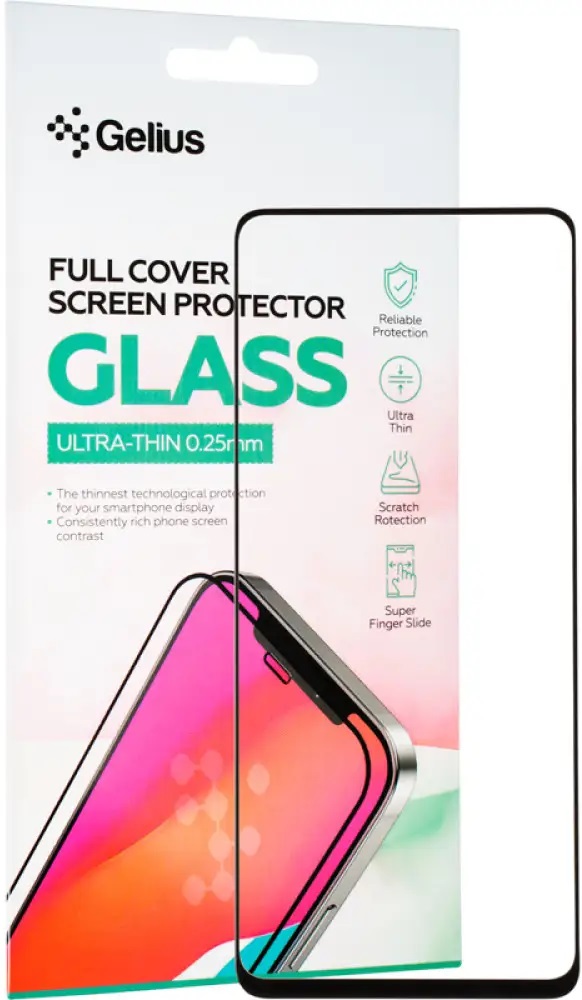 Защитное стекло GELIUS Full Cover Ultra-Thin для Xiaomi Redmi Note 9 Black (91097) в Киеве