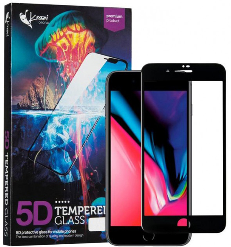 Защитное стекло KRAZI 5D для Apple iPhone 7/8 Black (71973) в Киеве