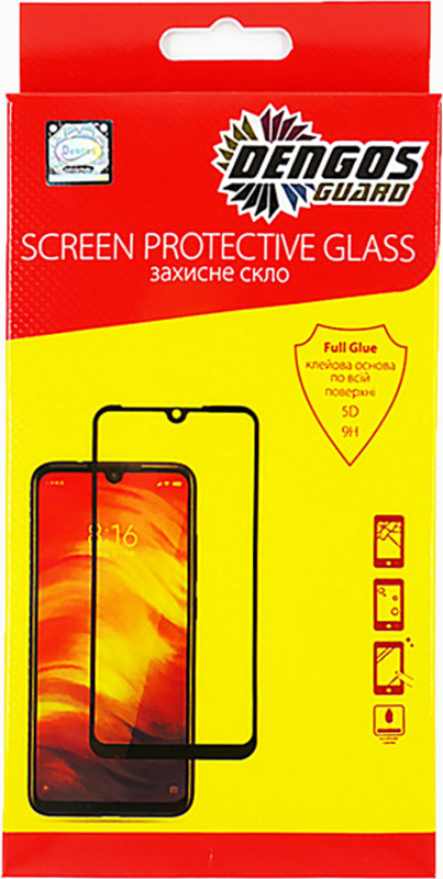 Защитное стекло DENGOS Full Glue для Xiaomi Redmi 8/8A Black в Киеве
