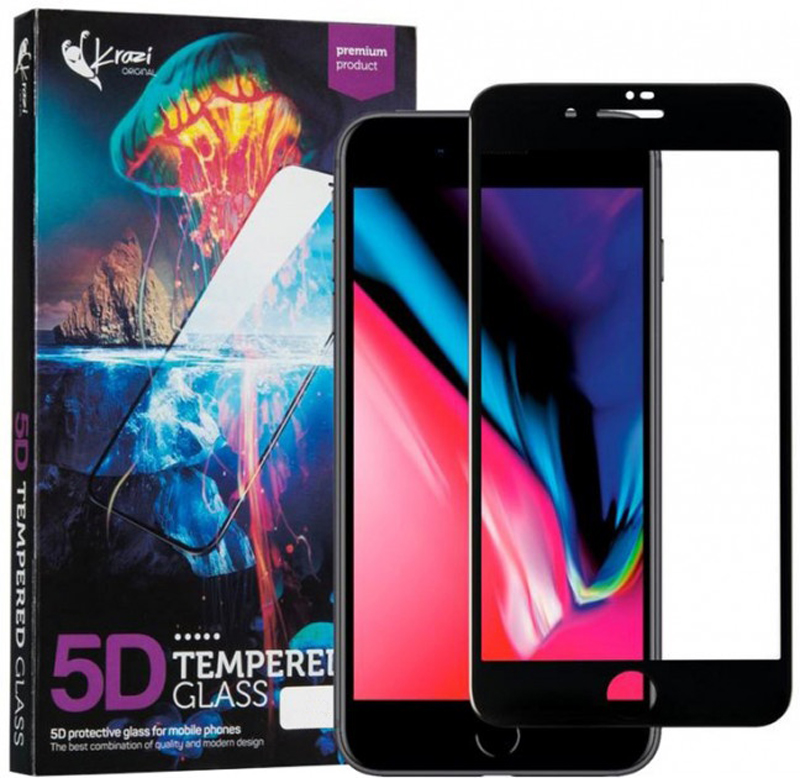 Защитное стекло KRAZI 5D для Apple iPhone 7 Plus/8 Plus Black (71975) в Киеве