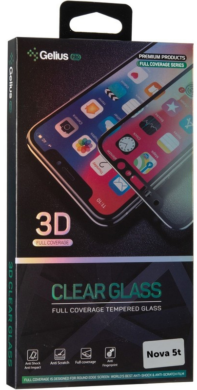 Защитное стекло GELIUS 3D для Huawei Nova 5t Black (77643) в Киеве