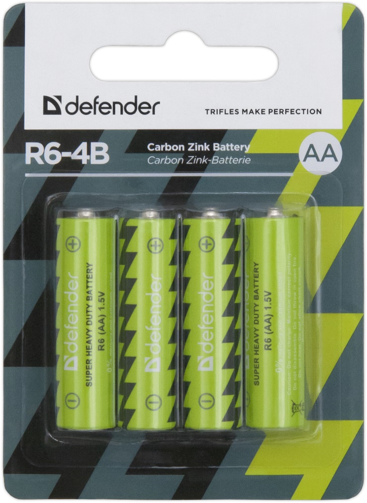 Батарейки DEFENDER R6-4B AA Carbon Zink 4шт (56112) в Києві