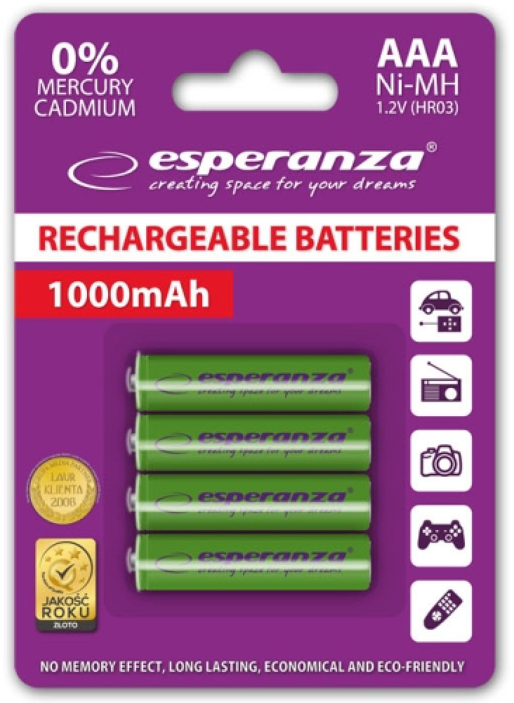 Акумулятор ESPERANZA AAA 1000mAh 4шт (EZA102G) в Києві