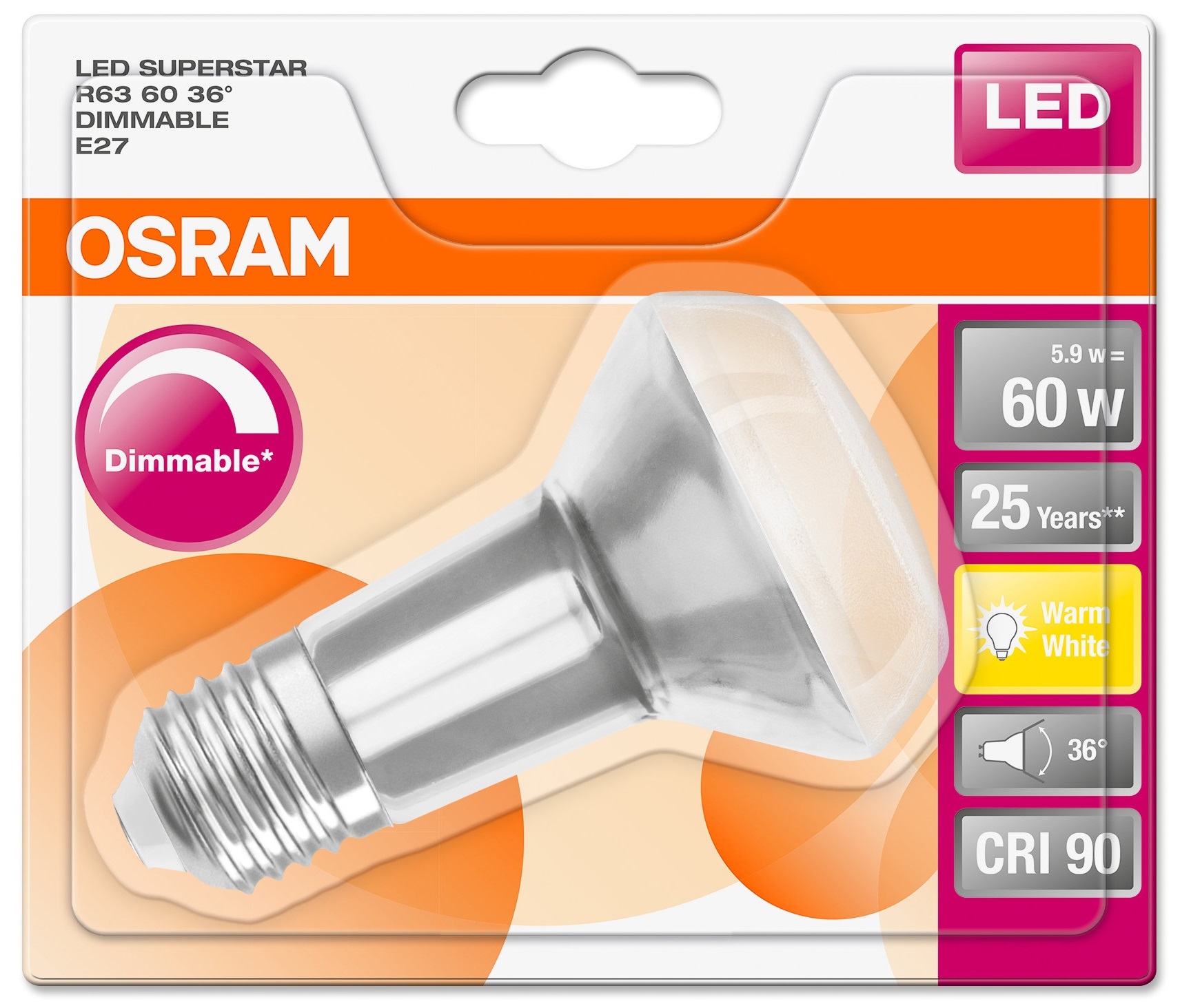Лампа OSRAM SuperStar FIL LED DIM R63 Е27 5,9W 345Lm 2700K в Києві