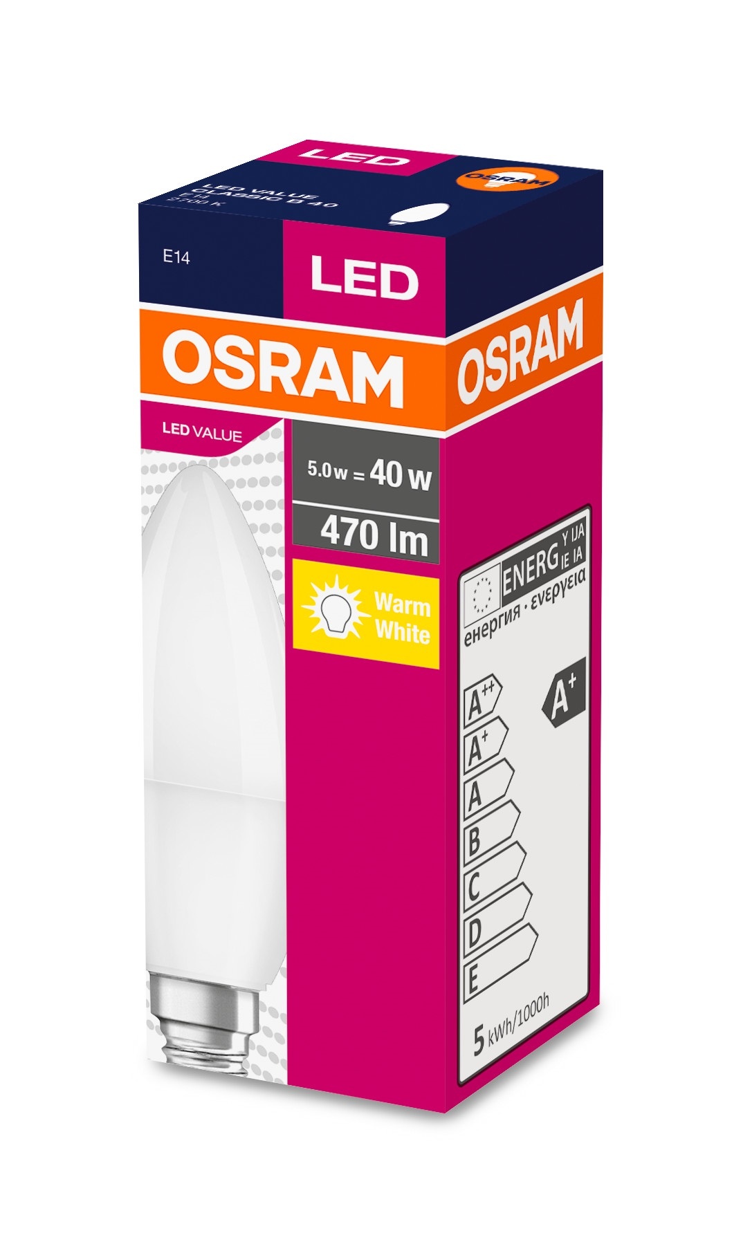 Лампа OSRAM Value LED С37 Е14 5,7W 470Lm 2700K тепла в Києві
