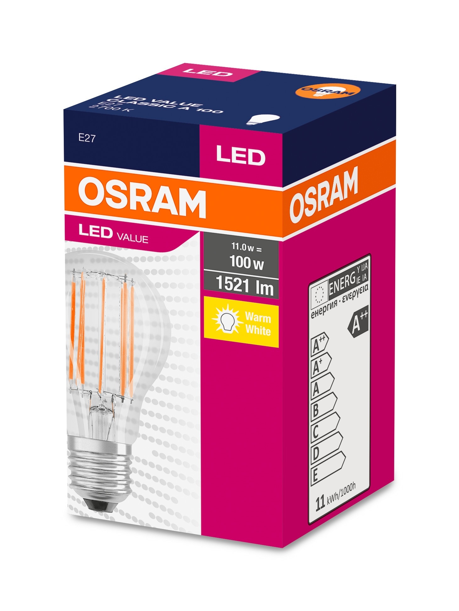 Лампа OSRAM Value FIL LED A100 Е27 11W 1521Lm 2700K теплая в Киеве