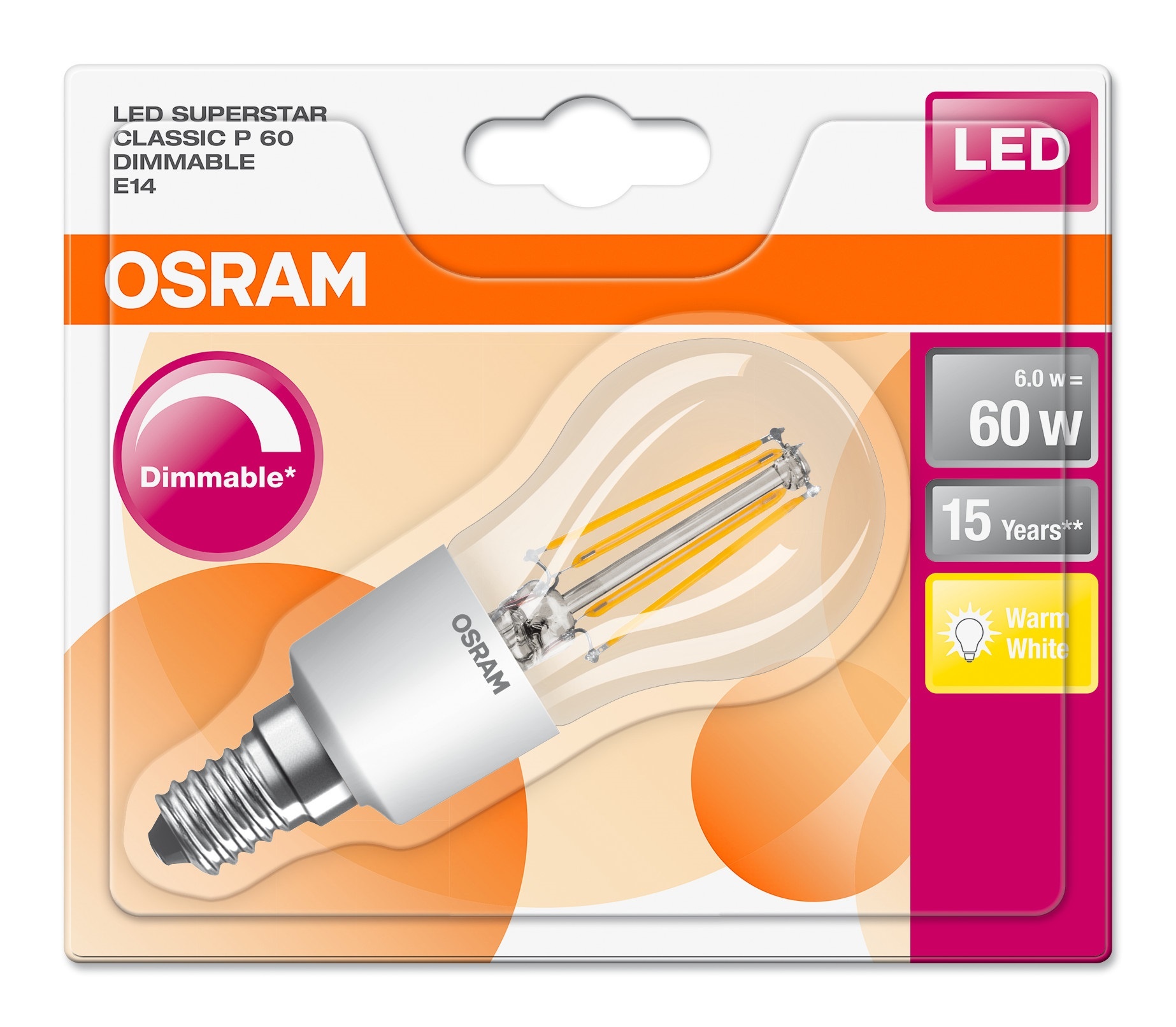 Лампа OSRAM SuperStar FIL LED DIM G45 Е14 6W 806Lm 2700K в Києві