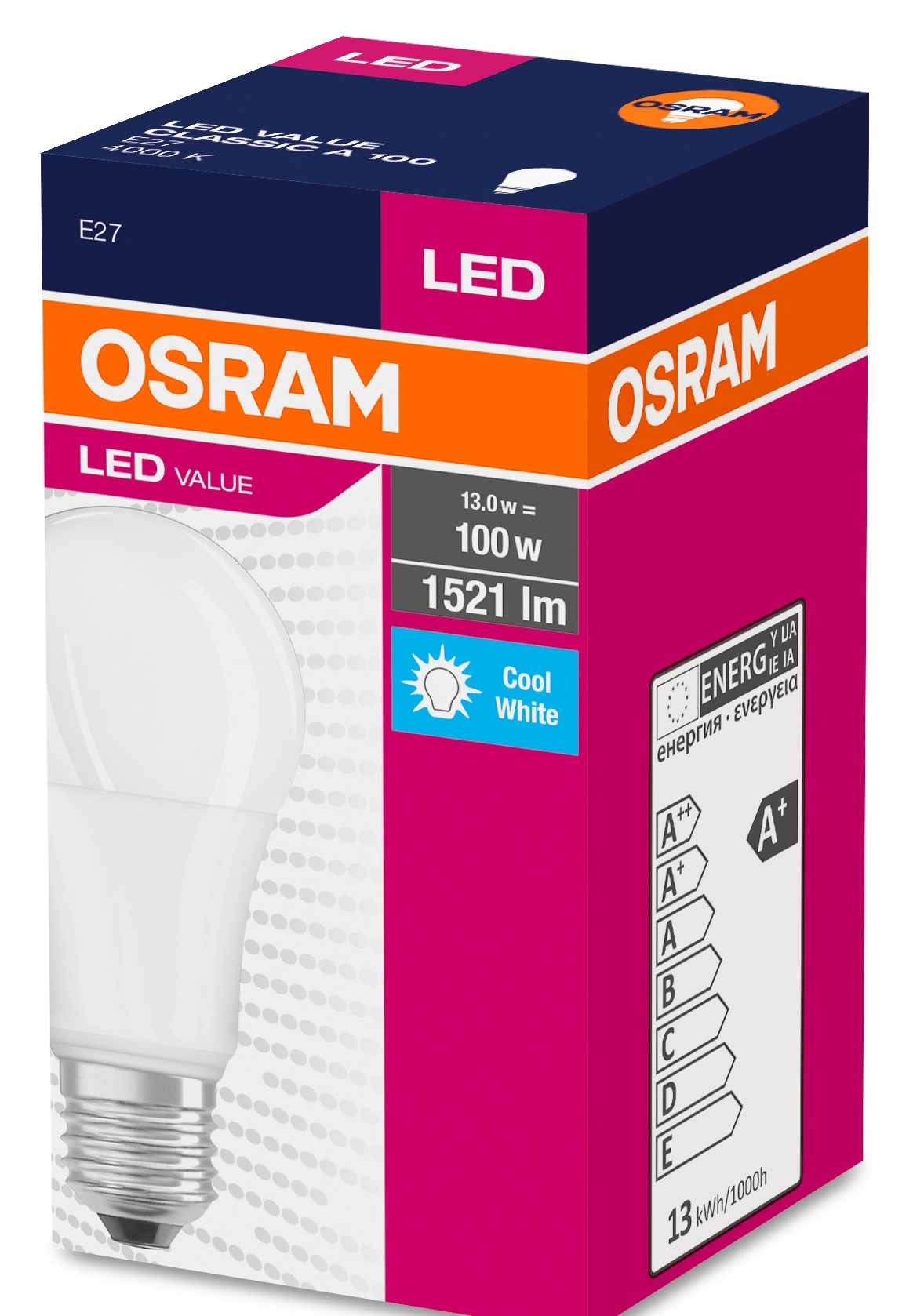 Лампа OSRAM Value LED A100 Е27 13W 1521Lm 4000K дневная в Киеве