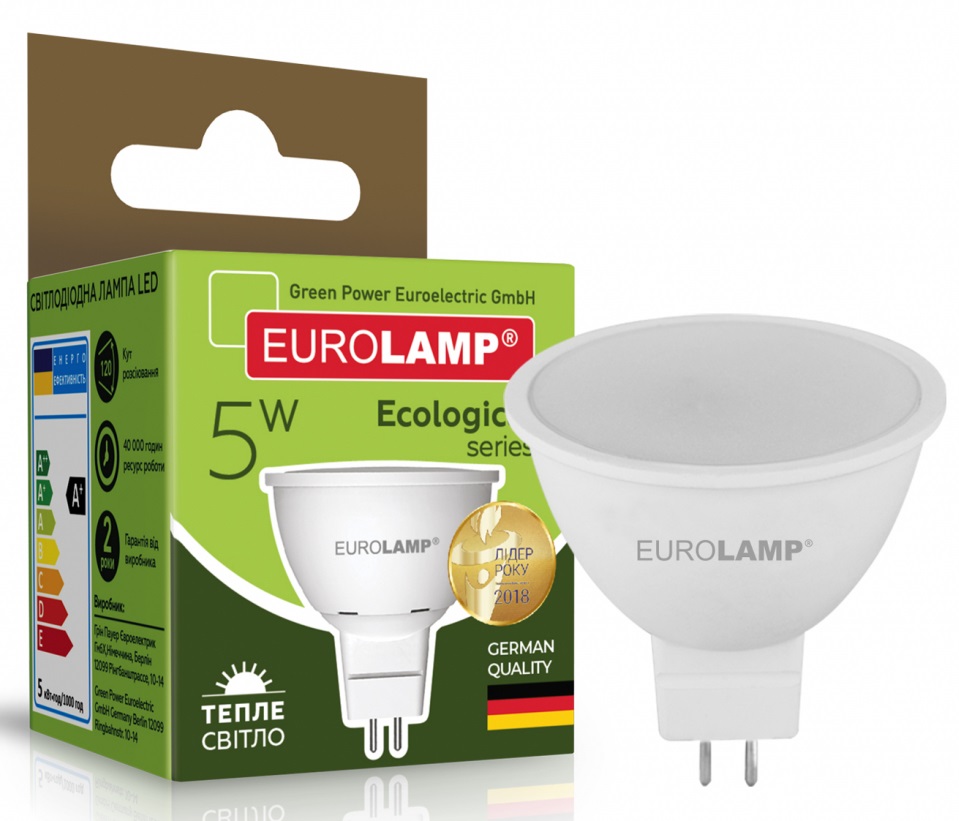 Лампа EUROLAMP LED SMD MR16 5W 420Lm 3000K (ED-SMD-05533(P)) в Києві