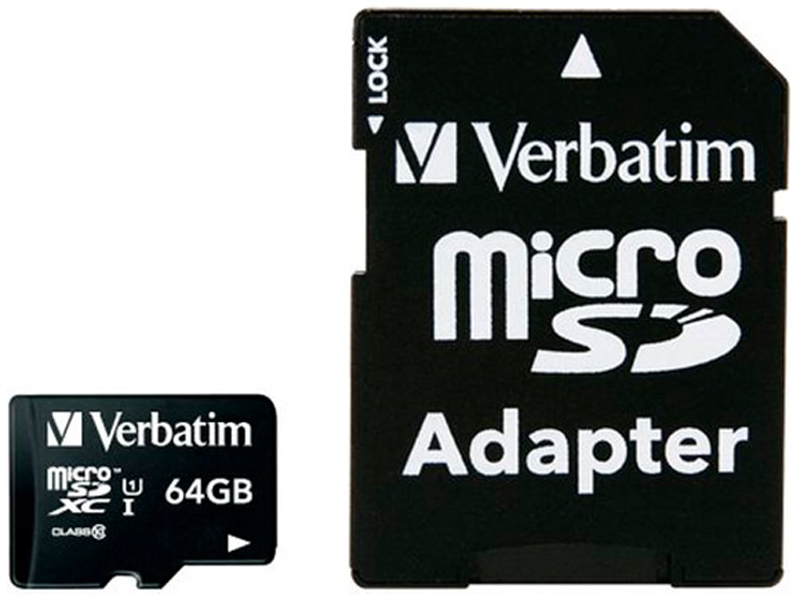 Карта памяти VERBATIM 64GB microSDXC Class 10 UHS-I + SD Adapter (44084) в Киеве