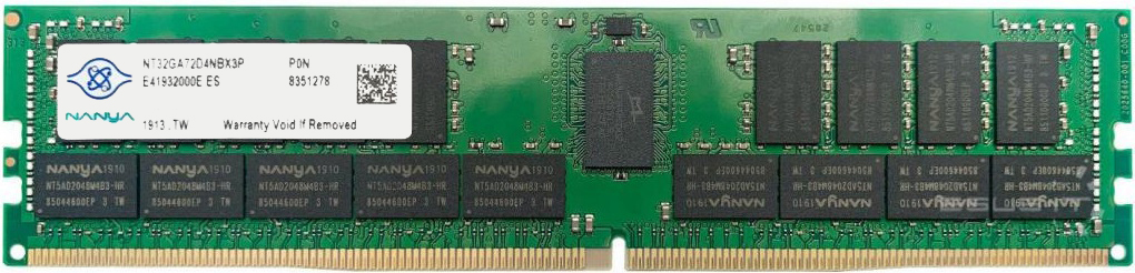 Пам'ять NANYA 32GB DDR4 2933MHz ECC Registered Dual Rank (NT32GA72D4NBX3P-IX) в Києві