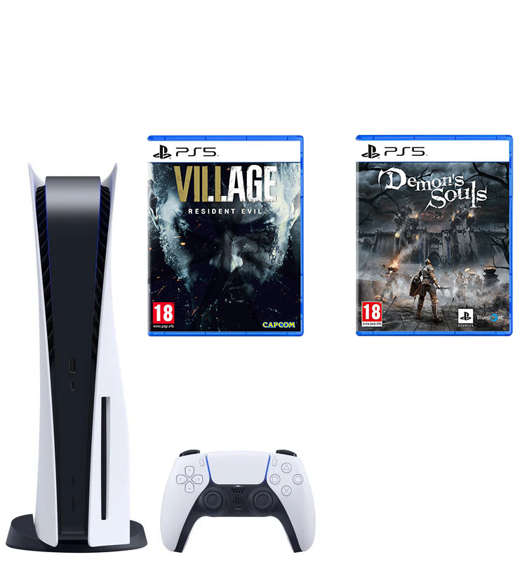 Набір консоль PlayStation 5 + PS5 Resident Evil Village + PS5 Demons Souls Remake в Києві